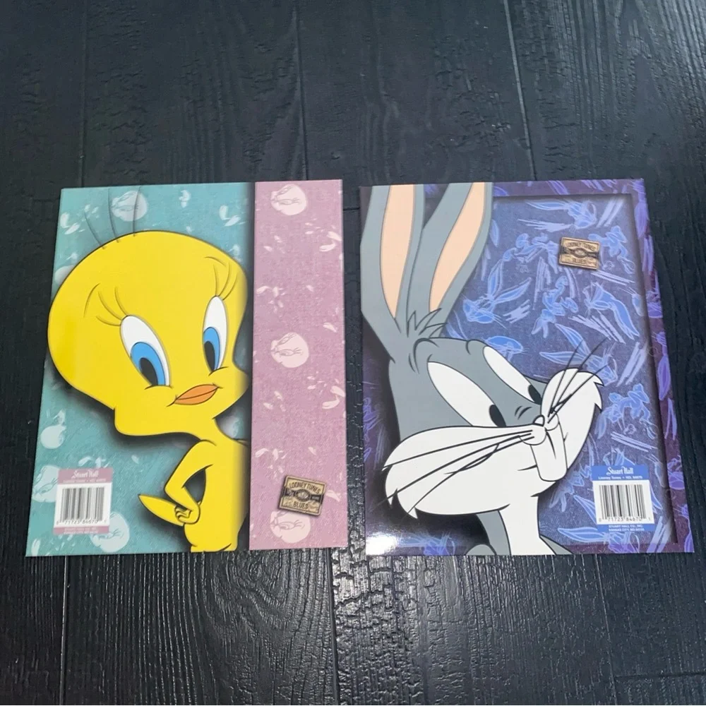 Vintage 1995  Looney Tunes Blues Tweety‎ Bird Bugs Bunny Lot Of 2 Folders